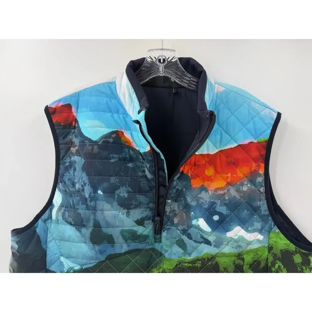 Greyson Men’s Painted Mountain Yukon 1/2 Zip Hybrid Performance Vest Large EUC